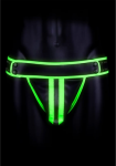 Ouch! Glow in the Dark Striped Jockstrap S/M - Fluorescent Green Accent