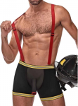 Male Power Hose Me Down Firefighter Costume S/M Adjustable Mesh