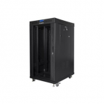 Lanberg 19" 22U Stacionari Rack Spinta 800x800 Juoda su Stiklinėmis Durimis LCD V2
