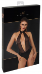 Noir Handmade Body L - Powerwetlook with Rhinestone Trim, Black
