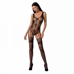 Passion BS074 Bodystocking Lace Pattern One Size Black