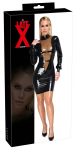 LateX Elegant Black Latex Dress M with Transparent V-Insert & Buckle Straps