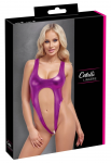 Cottelli LINGERIE Body Metallic Pink S/M - Shiny High-Leg Bodysuit