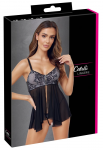 Cottelli Lingerie Babydoll & Thong Set S Black/White Lace Adjustable