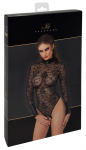Noir Handmade Body Collar XL - Black Floral Lace Bodysuit with Stand-Up Collar