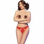 Chilirose CR 4839 Festive Set Red L/XL - Holiday Pom-Pom Nipple Covers & Panties