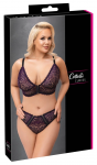 Cottelli Curves Bra and Briefs Set Purple XL - Delicate Lace Comfort