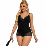 Subblime Black Floral Lace Teddy L/XL - Elegant Adjustable Lingerie