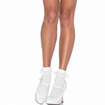 Leg Avenue White Lace Ruffle Ankle Socks - Elegant Vintage Style, One Size