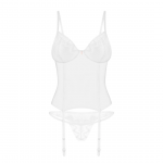Obsessive Alissium White Corset Set M/L with Lace Accents
