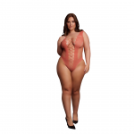 Leg Avenue Deep V-Neck Anatomic Body, Opaque & Mesh, Queen Size XL-4XL