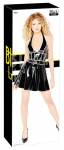 Black Level Vinyl Halterneck Dress Silver Trim XL Flared Skirt