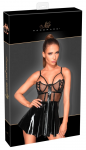 Noir Handmade Vinyl Mini Dress L - Shiny Flared Skirt & Adjustable Straps