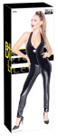Black Level Vinyl Jumpsuit Zip M - Shiny Sleeveless Bodysuit, Black