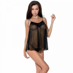 Passion Melania Chemise Set L/XL Black - Elegant Lingerie with Thong
