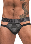 Male Power Checked Mate Cut Out Jock L/XL Sheer Patterned Waistband