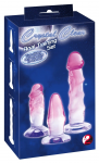 Crystal Clear Set of 3 Transparent Anal Training Devices PVC Suction Base