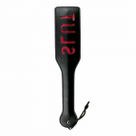 Ouch! Black Leather Impact Paddle with Red Inscription, Durable Design
