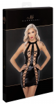 Noir Handmade Powerwetlook Short Dress M with Adjustable Lacing, Black