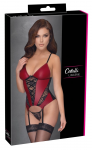Cottelli Lingerie Basque Red/Black M - Lace & Powernet Finish