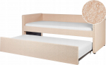 Beliani Ł&oacute;żko wysuwane boucle 90 x 200 cm brzoskwiniowe TROYES | 459419 Bel | 4255664863706