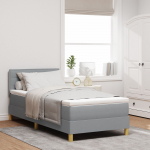 vidaXL Ł&oacute;żko Box Spring z materacem i LED jasnoszary 90x200 cm tkanina | 3342331 | 8721288313782