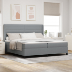 Ł&oacute;żko Box Spring vidaXL z materacem i podświetleniem szarym 200x200 cm z tkaniny | 3343462 | 8721288325099