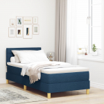 vidaXL ł&oacute;żko ze stelażem z materacem Niebieskie 90x200 cm Tkanina | 3338817 | 8721158208644