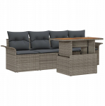 5-częściowy zestaw sofy ogrodowej z poduszkami szary rattan PE, 2-osobowa sofa ogrodowa z miejscem do przechowywania i poduszkami szary rattan PE | 3358001 | 8721288382047