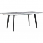 Beliani St&oacute;ł do jadalni rozkładany 160/200 x 90 cm efekt marmuru z czarnym MOSBY | 244015 | 4251682258999