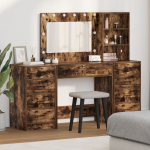 vidaXL Zestaw 3 Wędzone dębowe Lite drewno Toaletka Highboard | 3334213 | 8721158864604