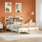 vidaXL Ł&oacute;żko z regałem, bez materaca, 140x200 cm, lite drewno sosnowe | 3321834 | 8721158606211