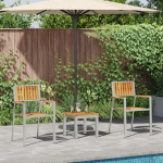 vidaXL Zestaw jadalny 3-częściowy z litego drewna tekowego, Stosowane krzesła ogrodowe 2 szt. z litego drewna tekowego i metalu | 3334846 | 8721288462190