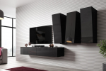 Cama Living room cabinet set VIGO SLANT 1 black/black gloss | VIGO SLANT 1 CZ