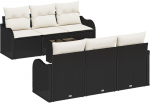 Zestaw 7 częściowych sof ogrodowych vidaXL z poduszkami czarny polirattan, Sofa ogrodowa 2-osobowa vidaXL z schowkiem i poduszkami czarny polirattan | 3354256 | 8721288345271