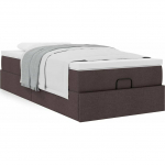 vidaXL vidaXL Rama ł&oacute;żka otomana z materacem, brązowa, 90x200 cm, tkanina | 3311081 | 8721158458681