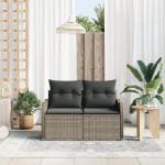vidaXL Sofa ogrodowa 2-osobowa z miejscem na przechowywanie i poduszkami szary poli rattan | 42006724 | 8721158939012