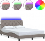 vidaXL Rama ł&oacute;żka z diodami LED bez materaca Taupe 140x200 cm Tkanina | 3310675 | 8721158432735