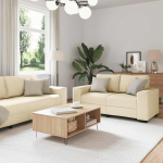 vidaXL vidaXL 2-częściowy komplet wypoczynkowy, obity tkaniną, kremowa | 3324738 | 8721158679178