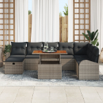vidaXL Sofa ogrodowa 9-częściowa z szarymi poduszkami z polirattanu | 3361314 | 8721288414335