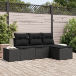 vidaXL Zestaw ogrodowy 4 elementy z poduszkami czarny poli rattan | 3347013 | 8721158965998