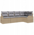 5-częściowy zestaw sof ogrodowych z poduszkami Beżowy Poli Rattan, 2-osobowa sofa ogrodowa z miejscem na przechowywanie i poduszkami Beżowa Poli Rattan | 3354709 | 8721288349804