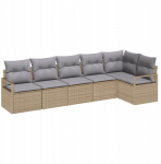 Zestaw sof ogrodowych vidaXL w 6 częściach z poduszkami Beżowe Polirattan, Zestaw sof ogrodowych vidaXL 2-osobowych z poduszkami Beżowe Polirattan | 3346400 | 8721158959867