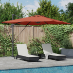 vidaXL Cantilever Roma Parasol z LEDami Terakota 286x285x270 cm Aluminium | 42003326 | 8721158863263