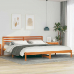vidaXL Ramka ł&oacute;żka Woskowy brąz 200 x 220 cm Lite drewno sosnowe | 872343 | 8721288715043