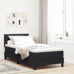 Box Spring Ł&oacute;żko z materacem Czarne Pojedyncze Aksamitne | 3339142 | 8721158211897