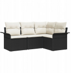 vidaXL Zestaw Sof Ogrodowych z poduszkami Czarny Polirattan, 2-osobowa sofa ogrodowa z miejscem na przechowywanie i poduszkami Czarny Polirattan | 3354006 | 8721288342775