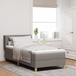 vidaXL Ł&oacute;żko skrzynkowe z materacem w kolorze taupe, 90 x 200 cm z tkaniny | 3341339 | 8721288303868