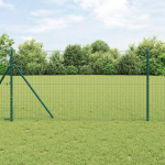vidaXL Ogrodzenie Euro z 13 słupkami 1.2x25 m Stal ocynkowana Zielona | 3350315 | 8721158236692