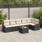 vidaXL Zestaw Sofy Ogrodowej Zestaw 7 Czarny Rattan PE Sofa na Zewnątrz | 3355416 | 8721288356871